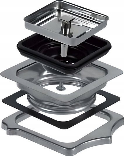 Adapter lavamani TEKA Square 88801300, për grirëse plehrash TR 550 TR 750, çelik inoksi, ngjyrë argjendi