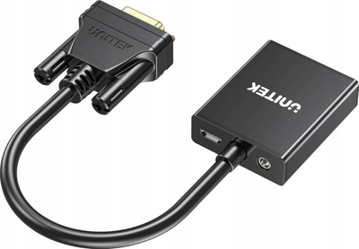 Adapter Unitek nga VGA në HDMI, Full HD, 15cm, i zi