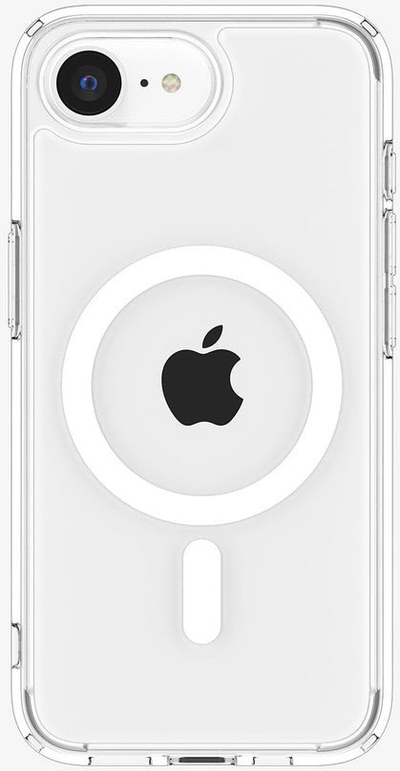 Капак за телефон Spigen Crystal Hybrid MagSafe, iPhone 16e, проѕирен со бело