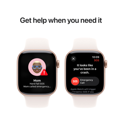 Apple Watch Series 10 GPS, 42mm, Rose Gold Aluminum Case with Light Blush Sport Band, S/M