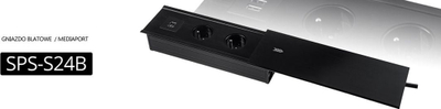 Prizë tavoline rrëshqitëse Spacetronik SPS-S24B, 2x prizë, 2x USB, e zezë