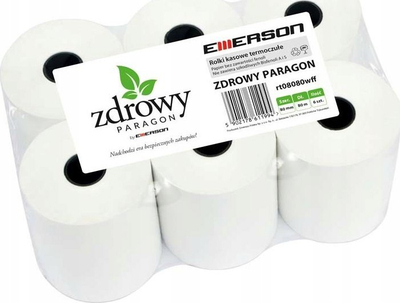 Letër termike Emerson 80x80, 6 rrotulla, BPA Free, e bardhë