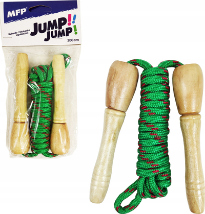 Litar kërcimi MFP Jump Jump, 260cm, me doreza druri, shumëngjyrësh
