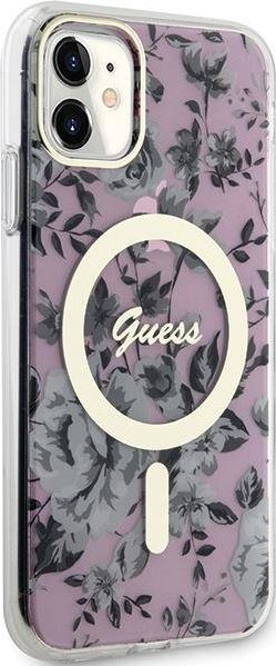 Kapak telefoni Guess GUHMN61HCFWSP për iPhone 11 / XR, Flower MagSafe, rozë