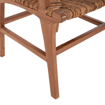 Karrige ngrënieje druri teak & ulëse rush Walnut-Beige 54×58.5×86.5 cm (HM9400.01), bezhë