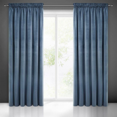 Perde Eurofirany Drape 368076, kadife, 140x270 cm, blu