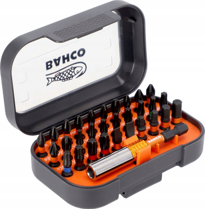 Set bitash Bahco Torsion, 31 copë, shumëllojshmëri Hex Phillips Torx, portokalli e zi