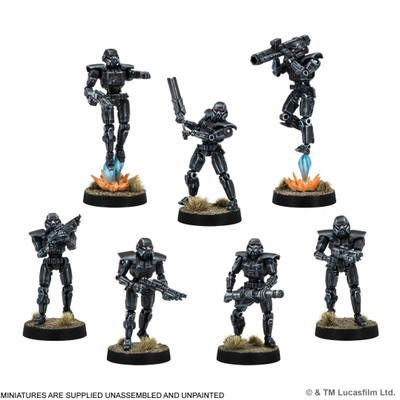 Zgjerim loje tavoline Atomic Mass Games Star Wars Legion Imperial Dark Troopers, 7 miniatura plastike, për 2 lojtarë, i zi