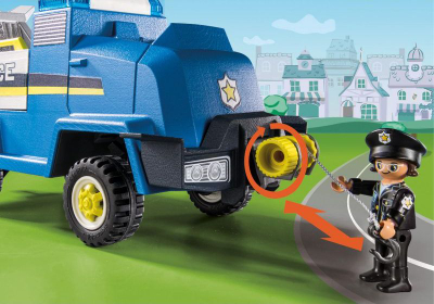 Lodër Playmobil Duck On Call 70915, makinë policie me drita dhe zë, 35 copa, blu