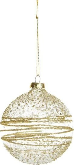 Stoli Krishtlindjesh prej qelqi, bauble, 8cm, e artë