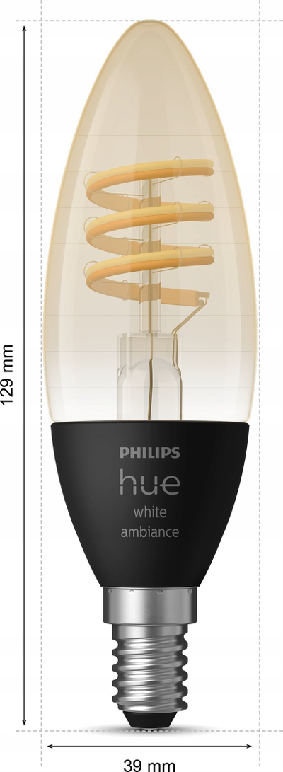 Llambë inteligjente Philips Hue White Ambiance, E14, 4.6W 350lm, filament, e bardhë