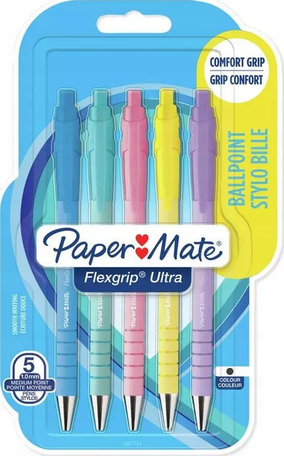 Set stilolapsash Paper Mate Flexgrip Pastel, 1.0 mm, 5 copë, bojë e zezë
