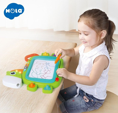 Lodër tabelë magnetike Hola Magic Board, në formë kali, me zë e drita, shumëngjyrëshe