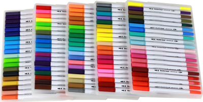 Markera me dy maja Leantoys Double-Sided, 100 ngjyra, me kuti për t’i rregullu, shumëngjyrëshe