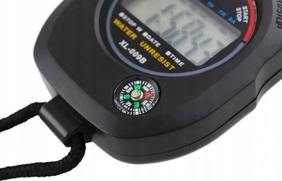Kronometër digjital Meteor Stopwatch, mat 1/100 sekonde, i papërshkueshëm nga uji, ngjyrë e zezë