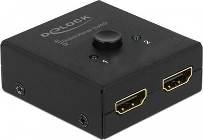 Ndërprerës HDMI Delock Bidirectional Switch 2 në 1, 4K 60Hz, HDR, i zi