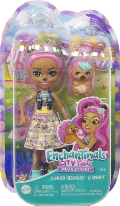 Kukull Mattel Enchantimals City Tails Hensley Hedgehog, me figurinë Spiney, me aksesorë, shumëngjyrëshe