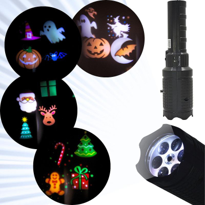 Projektor dekorativ Koopman LED, me filma të ndërrueshëm Halloween, me USB, i zi