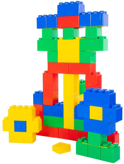 Set kubesh ndërtesë LeanToys, 20 copë, me çantë, shumëngjyrëshe