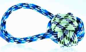Lodër për qen Yarro International Rope Toy, top me litar pambuku, 27 cm, me dorezë