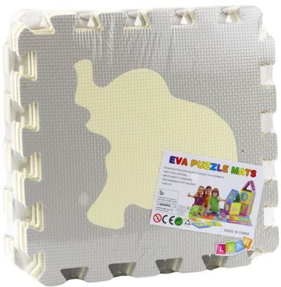 Tapet puzzle edukativ për fëmijë Soft, 9 copa, shkumë EVA, bezhë gri