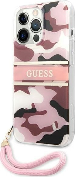 Kapak telefoni Guess GUHCP13XKCABPI për iPhone 13 Pro Max 6.7", hardcase me rrip, rozë camo
