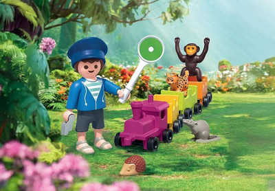 Set lojërash Playmobil Small Locomotive Exit 71951, tren lodër, me kafshë shumëngjyrëshe