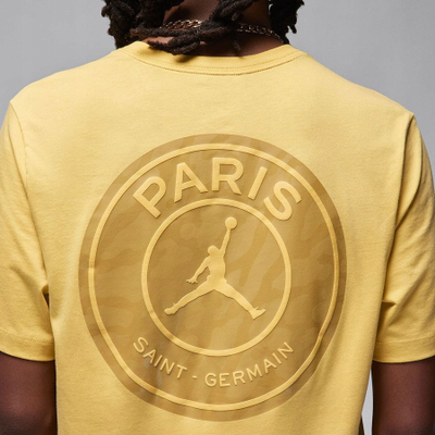 Bluzë burra Nike PSG SS Logo Tee, XL, pambuk, e verdhë