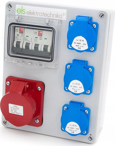 Panel elektrik ELS Elektrotechnika 4NO31C11C0, 1x16A 5P 400V, 3x16A 230V, gri