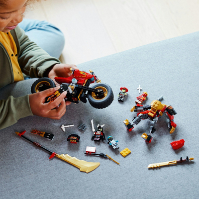 Set LEGO Ninjago Kai’s Mech Rider EVO 71783, figurina ninja, motoçikletë luftarake, shumëngjyrësh