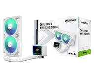 Ftohës uji CPU ASRock AIO Challenger White 240 Digital, radiator 240mm, ekran 3" digjital ARGB, i bardhë