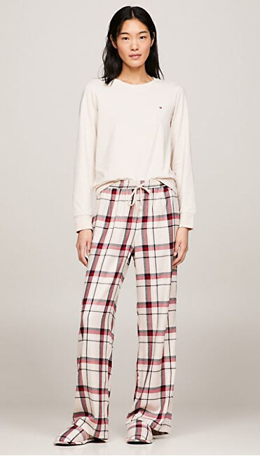 Set dhuratë për femra Tommy Hilfiger, pizhame + pantofle, bezhë/të kuqe