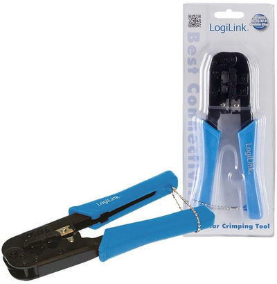 Mjet krimpimi LogiLink WZ0033, RJ45 RJ12 RJ11, për prerje dhe zhveshje kabllosh, blu