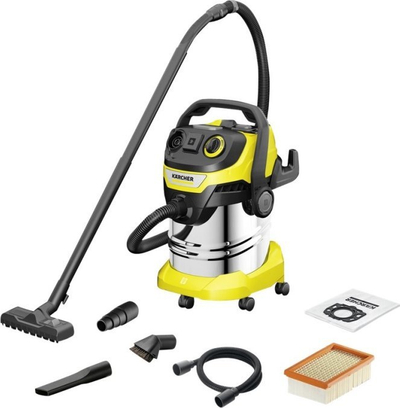 Fshesë me ujë edhe pluhur Karcher WD 5 P S V-25/5/22, kazan 25L inoks, e verdhë