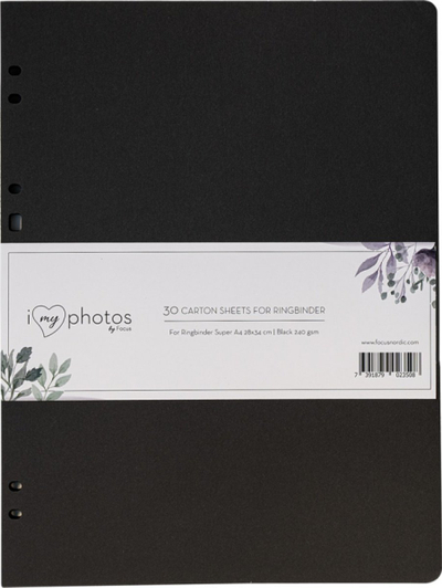 Fletë kartoni foto Focus Timesaver SA4, set me 30 copa, Super A4, ngjyrë e zezë
