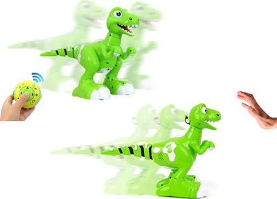 Lodër dinosaur interaktiv Jiabaile Jungle Overlord, me telekomandë, me avull dhe dritë, i gjelbër
