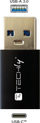 Adapter USB Techly IADAP USB3 AFT, USB A mashkull në USB C femër, i zi