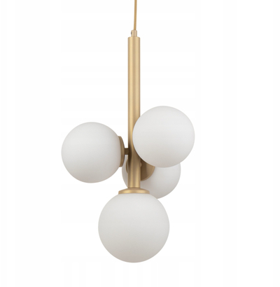 Lampë varëse Sigma Lighting Perla 33606, 4 sfera qelqi, G9, ari, bezhë edhe e bardhë