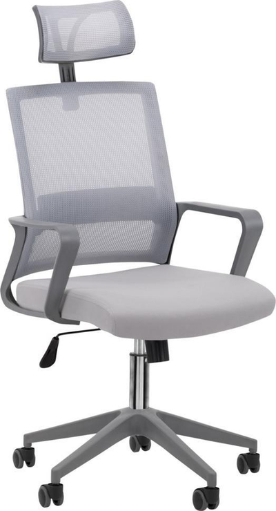 Karrige zyre Office QS-05, shpinore rrjetë, mbështetëse koke, gri