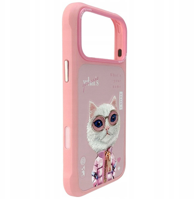 Kapak telefoni Audi Nimmy Cool and Cute 2.0 Cat, për iPhone 17 Pro Max, rozë