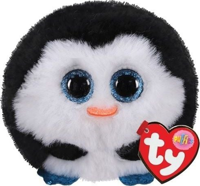 Lodër pelush Ty Puffies Waddles the Penguin, poliester, bardh e zi