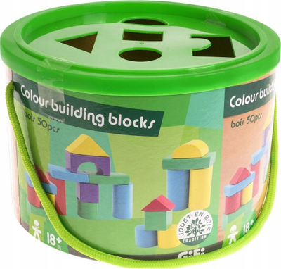 Lodra druri Jouet en Bois Colour Building Blocks, 50 copa, sorter formash, shumëngjyrëshe