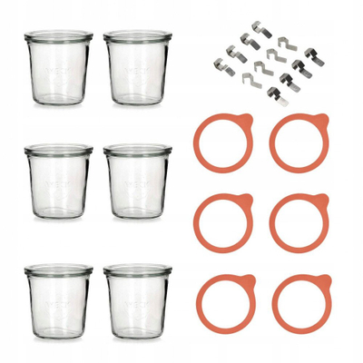 Set kavanozësh qelqi Weck Sturz, 580ml, 6 copë, transparentë