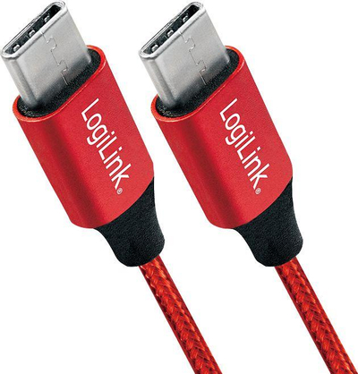 Kabllo LogiLink USB-C - USB-C, 0.3m, e kuqe