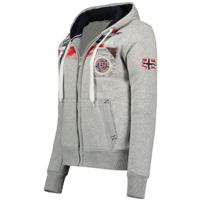 Bluzë me kapuç Geographical Norway Fespote Lady 100 Distri W, pambuk poliester, gri