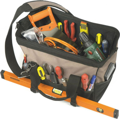 Çantë veglash Toolpack Classic XL 360.022, prej poliestëri 600D, me rrip krahu, bezhë me të zezë
