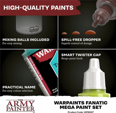 Сет акрилни бои The Army Painter Warpaints Fanatic Most Wanted, 22 парчиња, за минијатури