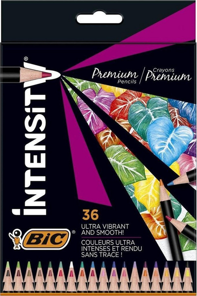 Lapsa me ngjyra Bic Intensity Premium, 36 ngjyra, kuti e zezë