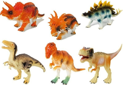 Set lodrash dinosaurë, 6 figura, 10 cm, shumëngjyrëshe