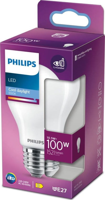 Llambë LED Philips A60, E27, 1521lm, e bardhë